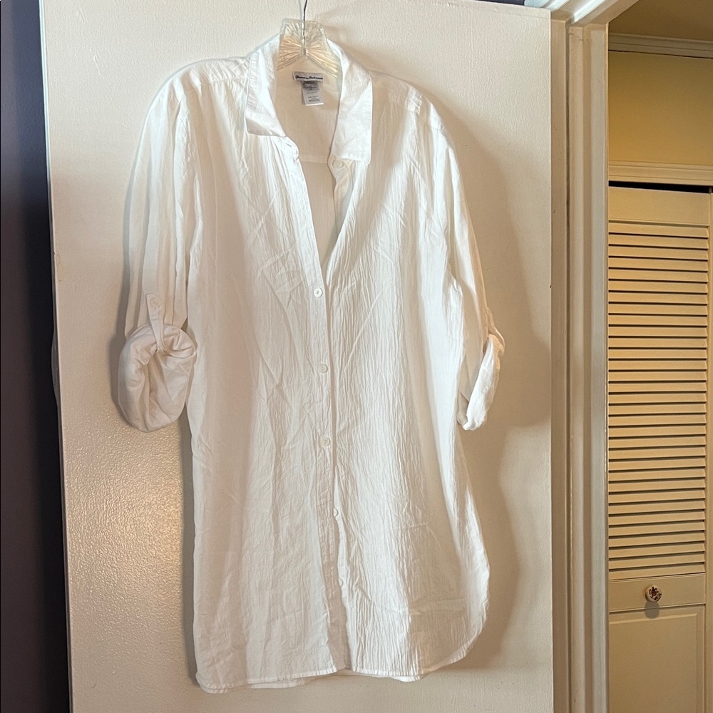 Tommy Bahama Crisp White Cotton Shirt/Swim Coverup